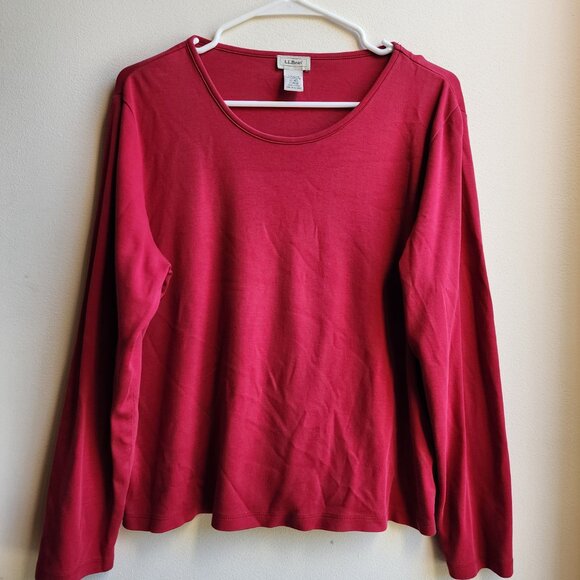 L.L. Bean Red Long Sleeve Scoop Neck Jersey Size XL - Picture 6 of 14